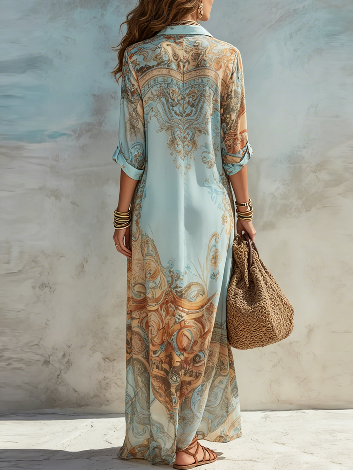 Women’s Baroque Floral Blue Maxi Dress