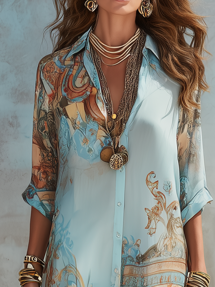 Women’s Baroque Floral Blue Maxi Dress