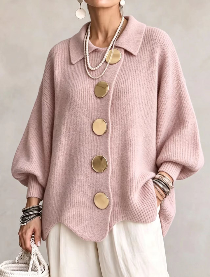 Women’s Oversized Collared Cardigan With Buttons