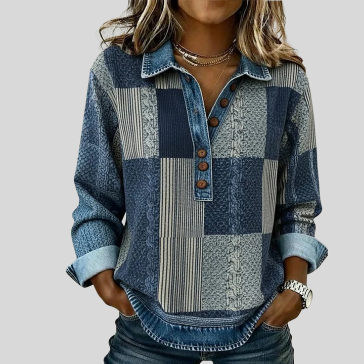 Women’s Patchwork Collared Sweater