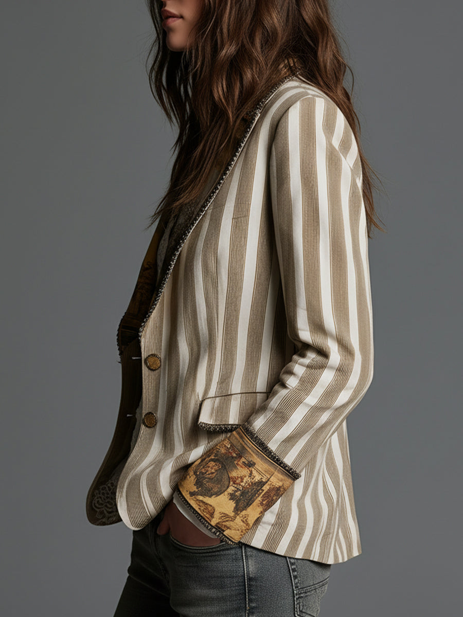 Women’s Boho Striped Blazer