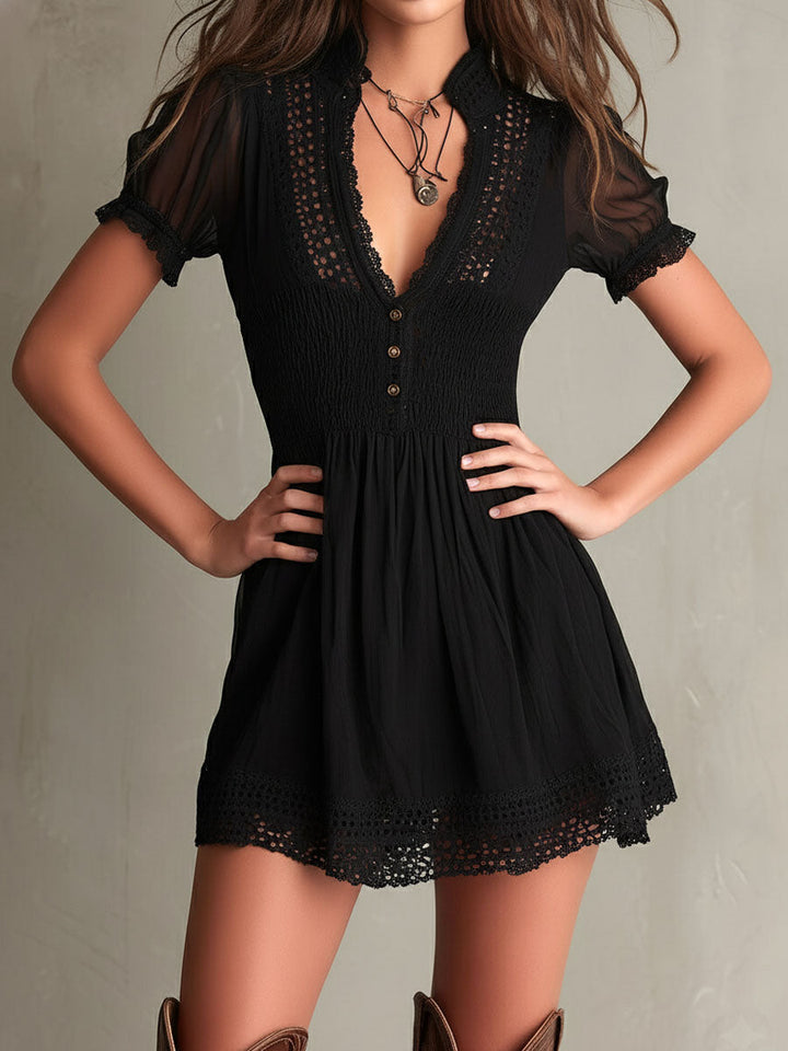 Women’s Smocked Black Mini Dress