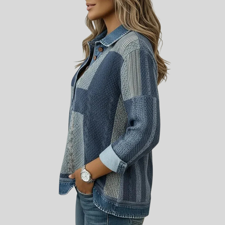 Women’s Patchwork Collared Sweater
