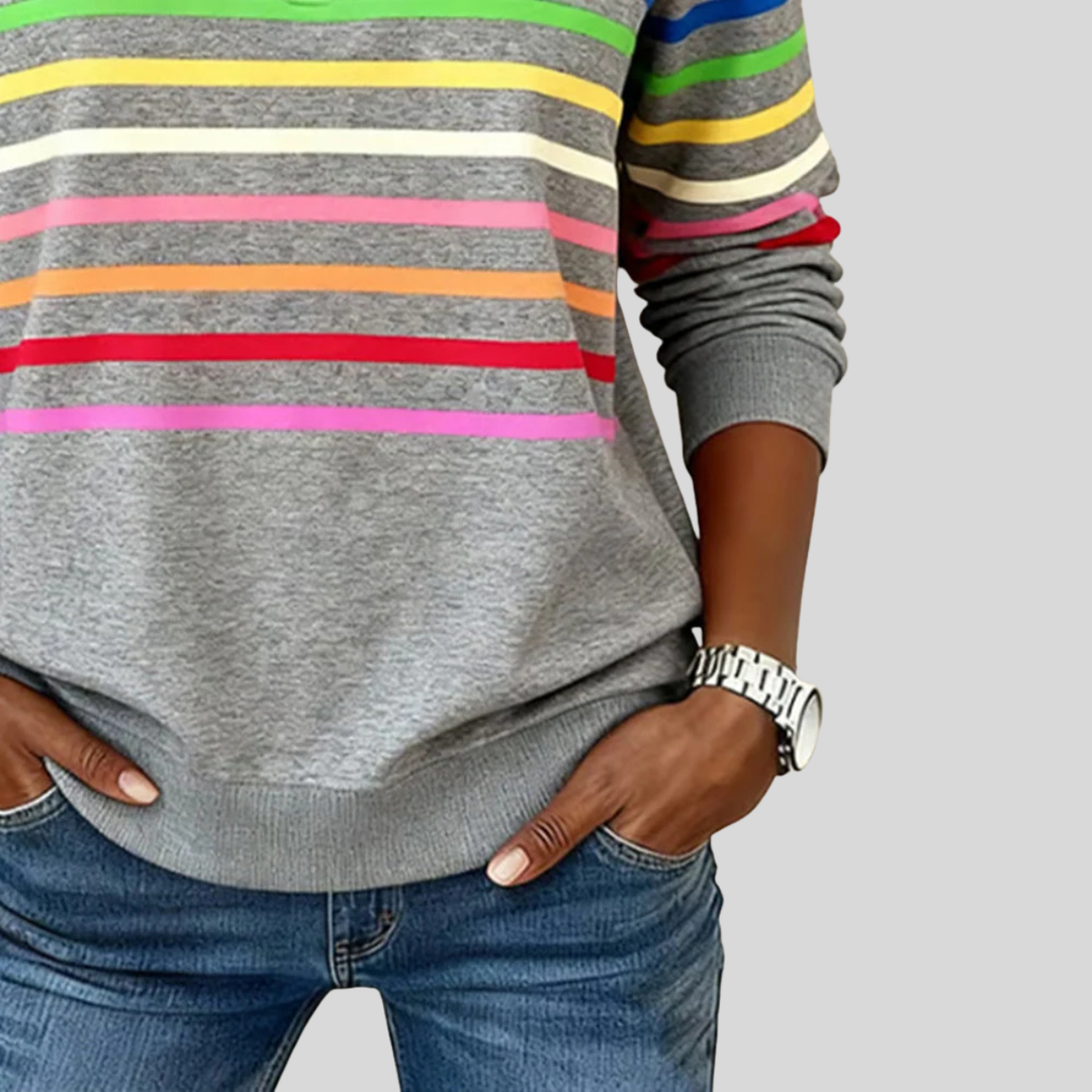 Women’s Comfortable Striped Quarter-Zip Sweatshirt