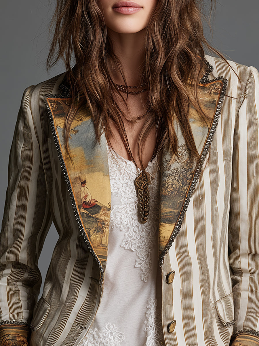 Women’s Boho Striped Blazer