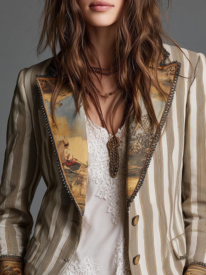 Women’s Boho Striped Blazer
