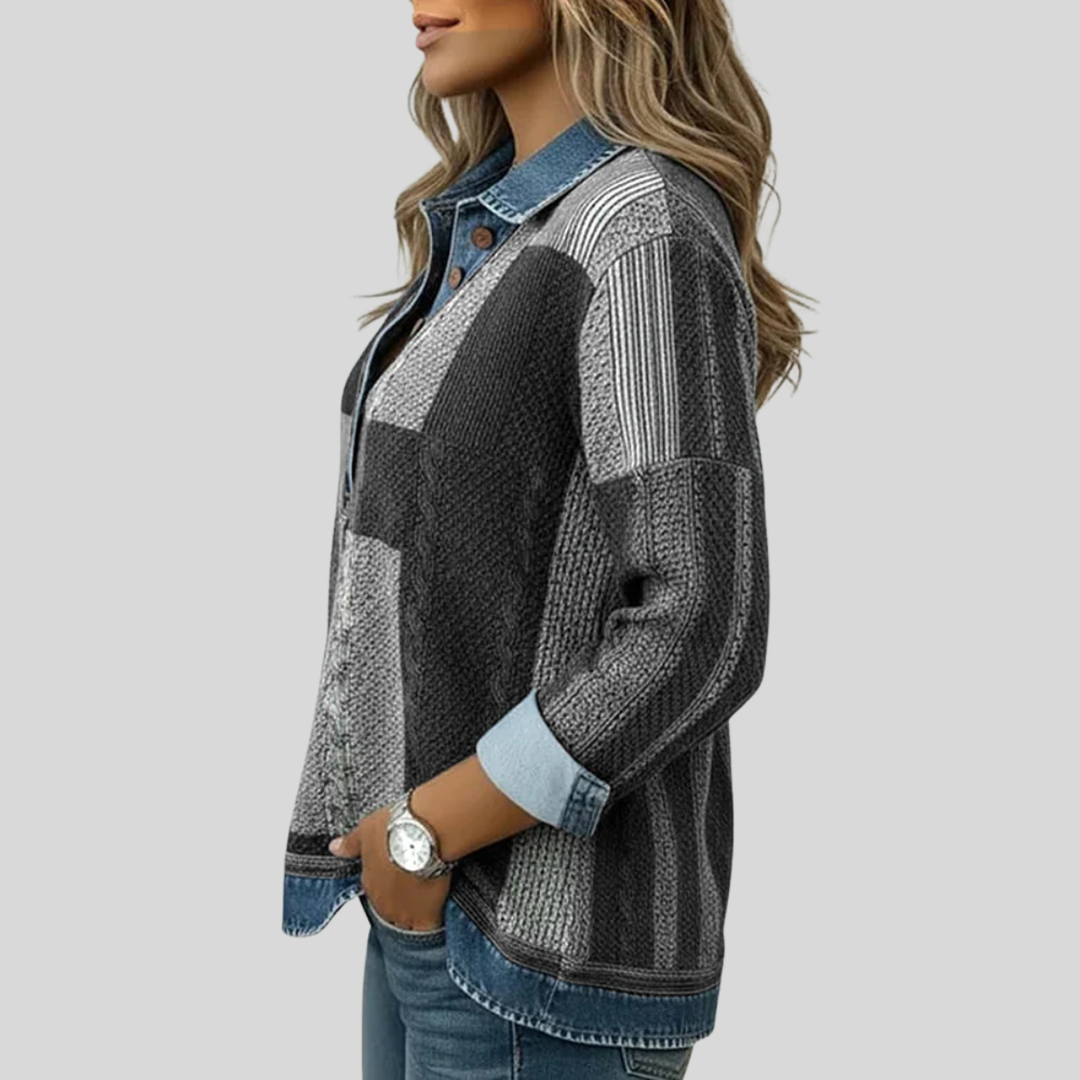 Women’s Patchwork Collared Sweater