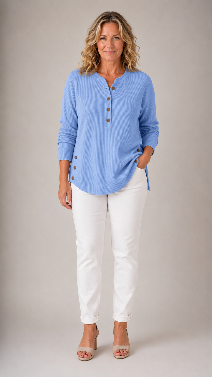 Women’s Ribbed Button Detail Tunic