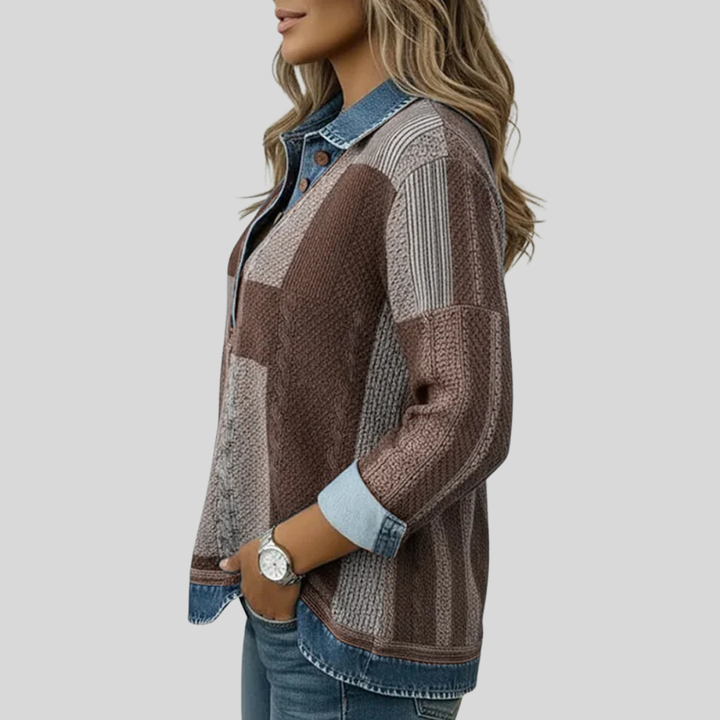 Women’s Patchwork Collared Sweater