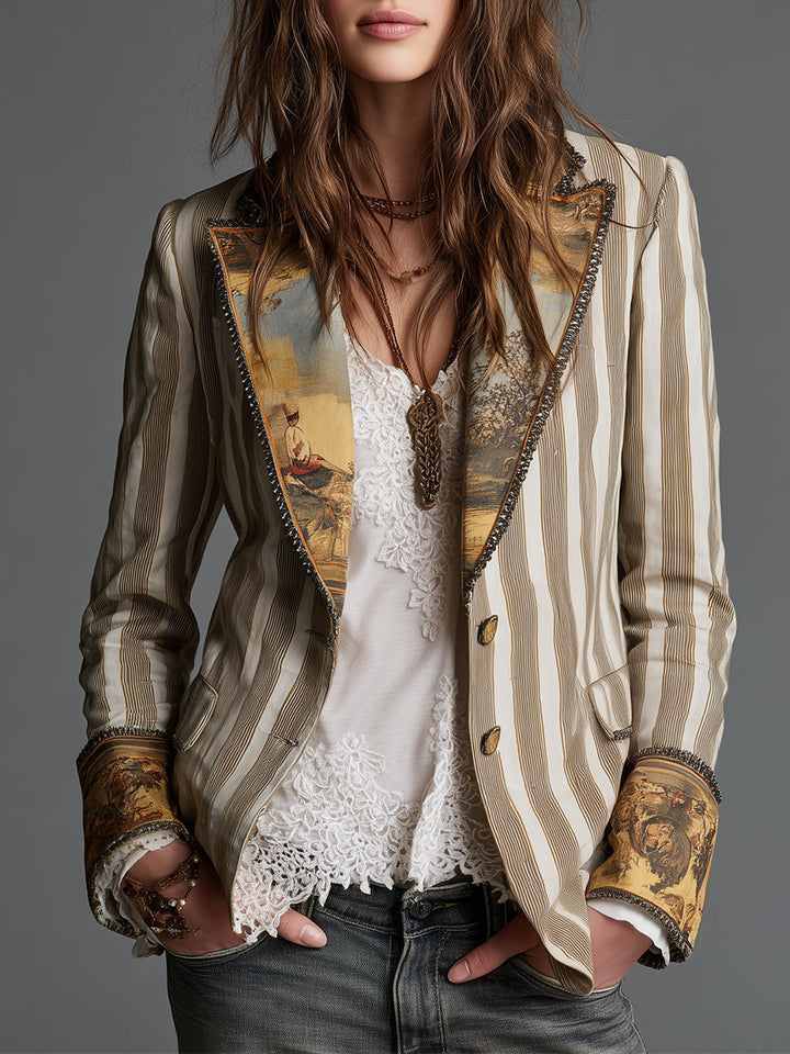 Women’s Boho Striped Blazer