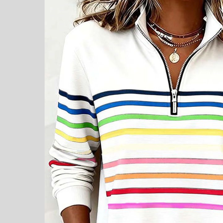 Women’s Comfortable Striped Quarter-Zip Sweatshirt