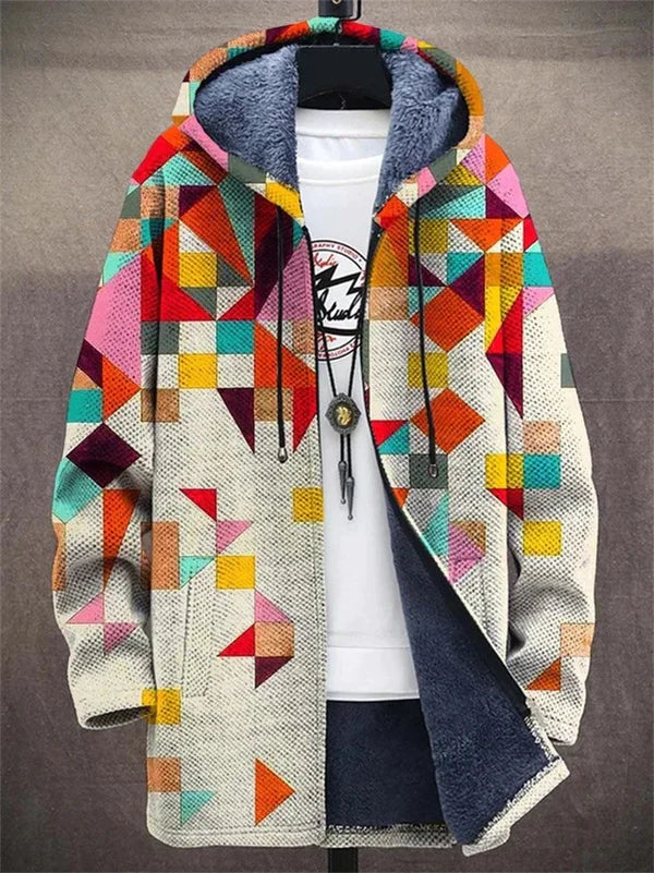 Women’s Art-Inspired Cozy Hooded Cardigan