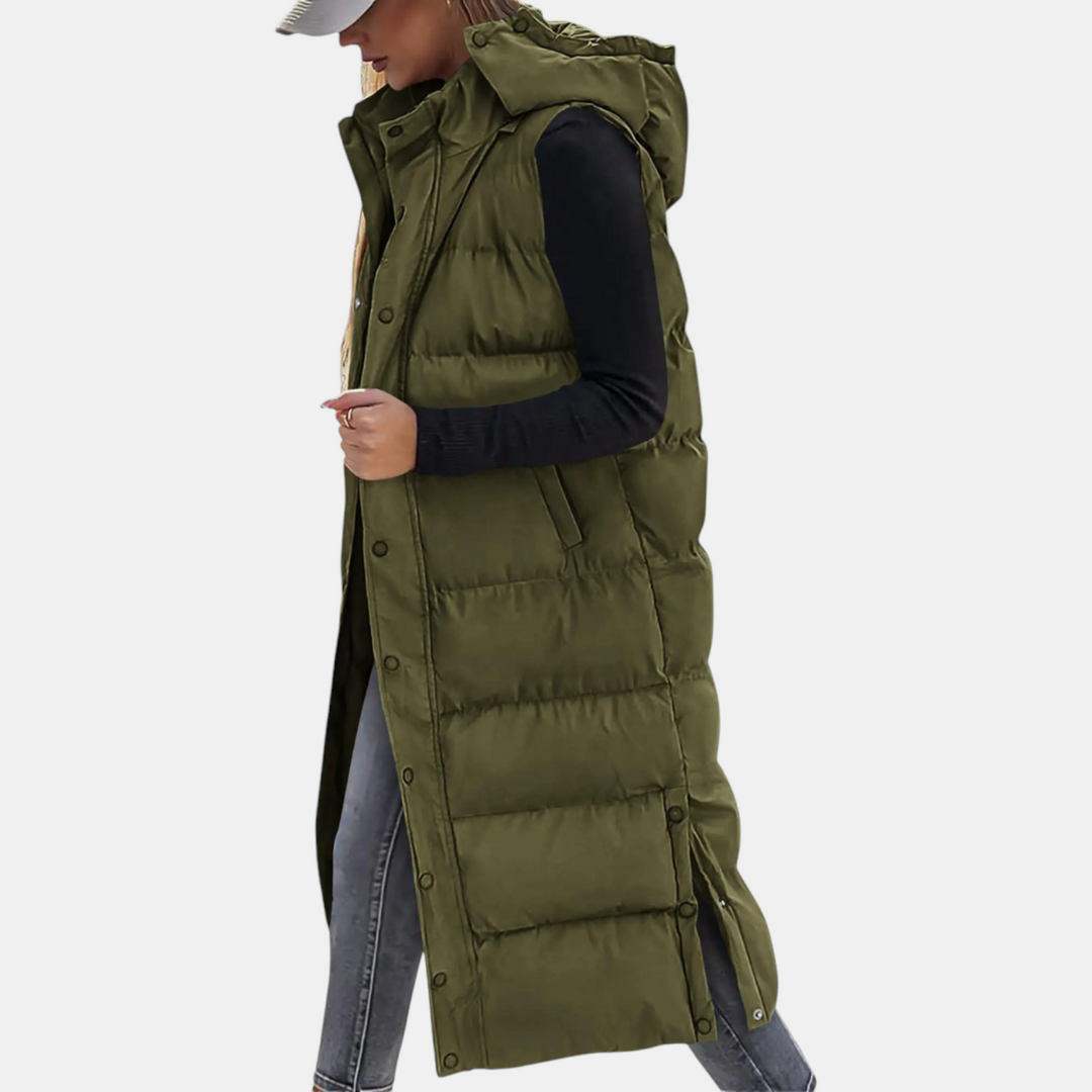 Women’s Quilted Hooded Longline Puffer Vest