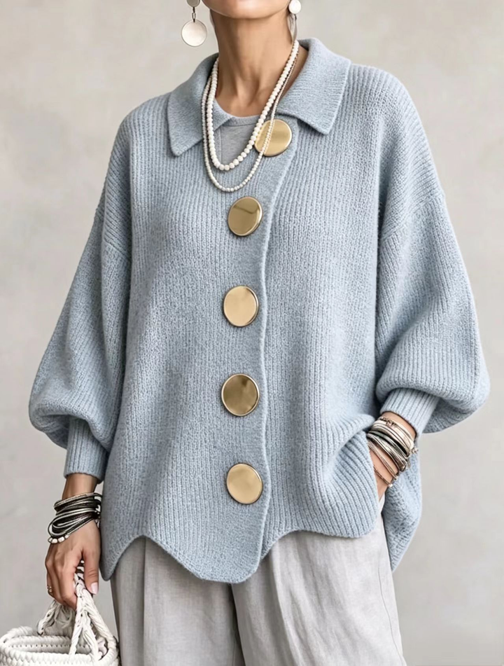 Women’s Oversized Collared Cardigan With Buttons