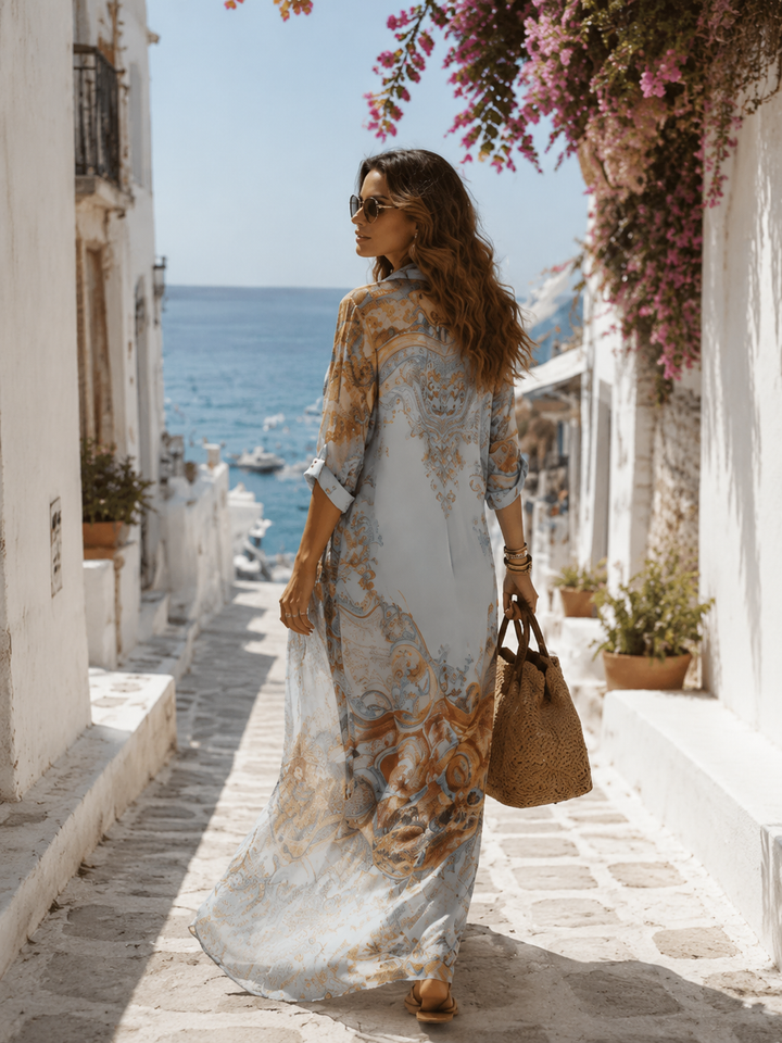 Women’s Baroque Floral Blue Maxi Dress