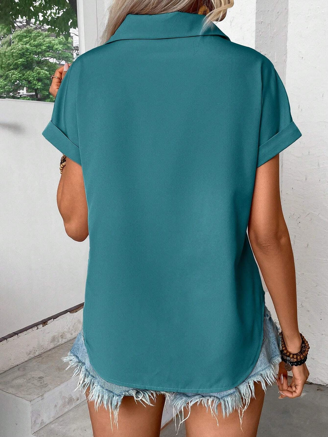 Camalia - Pleated Button-Up Top