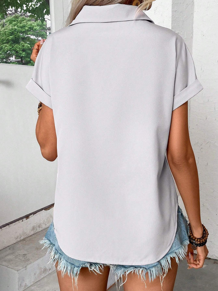 Camalia - Pleated Button-Up Top