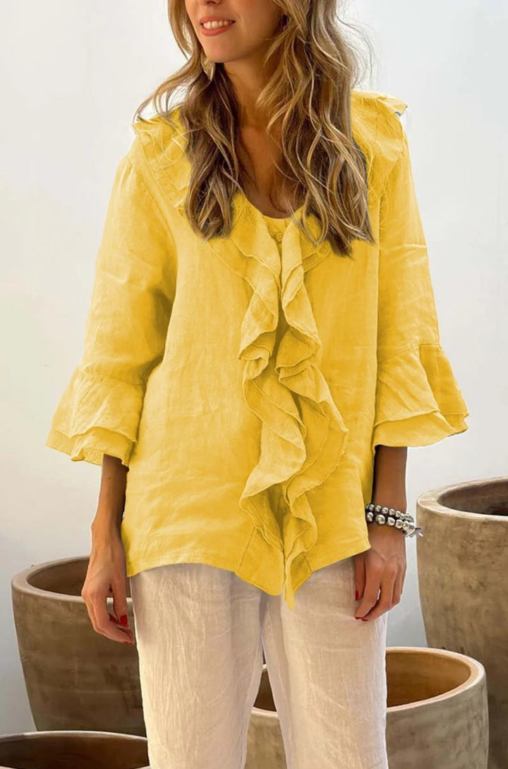 Cherry - Stylish Ruffled Blouse