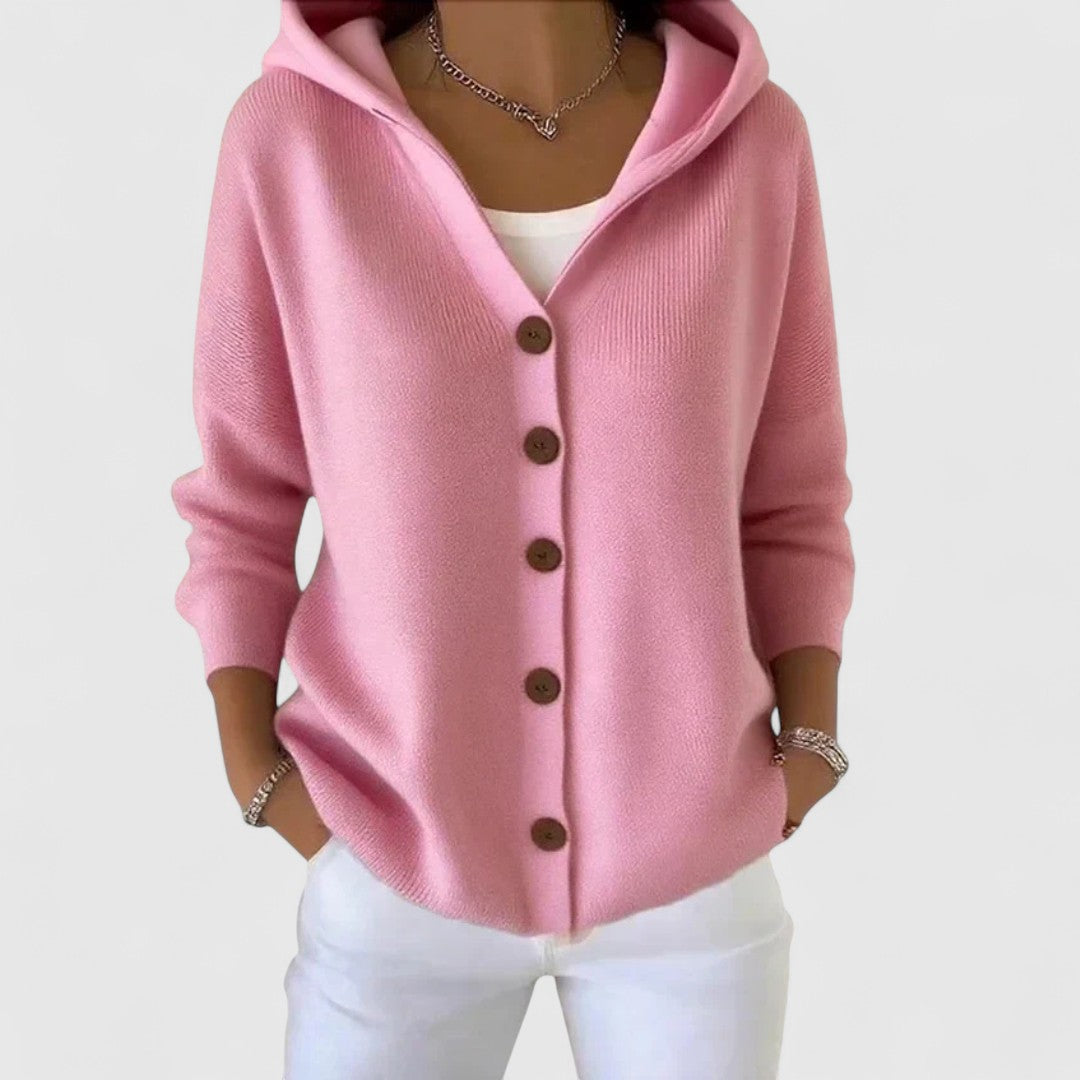 Women’s Hooded Button Up Knit Cardigan