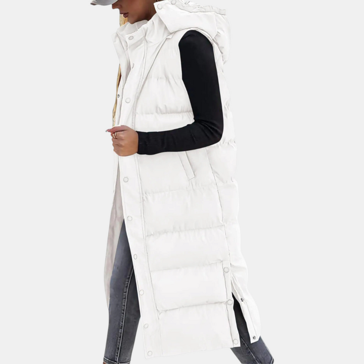 Women’s Quilted Hooded Longline Puffer Vest