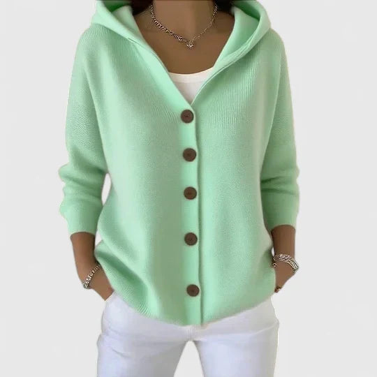 Women’s Hooded Button Up Knit Cardigan