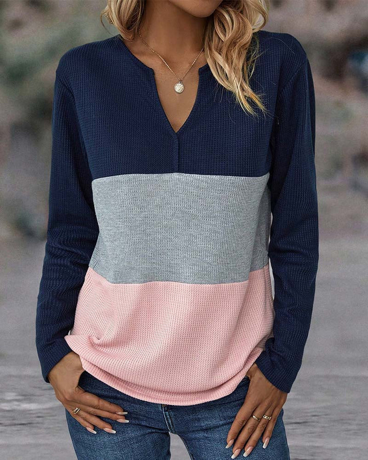 Lyrenia - Cozy Colorblock Pullover