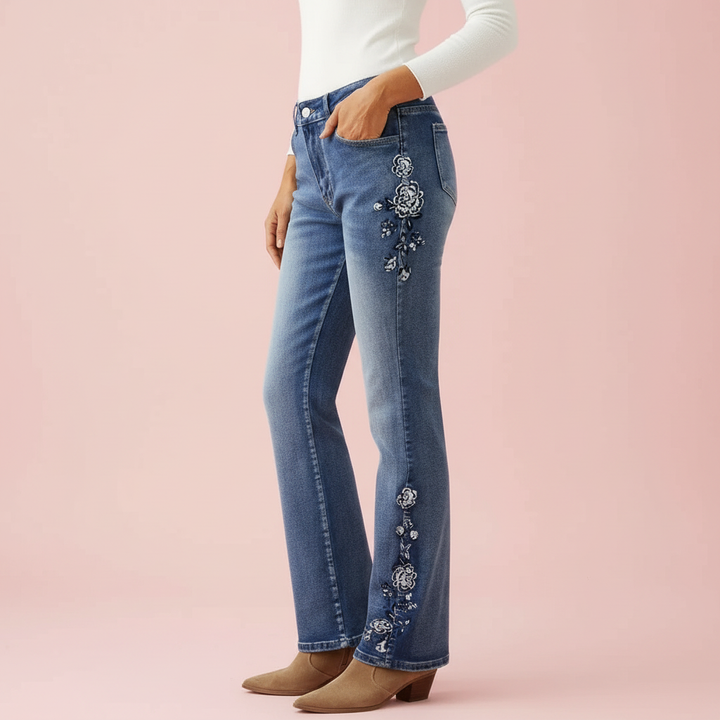 Zyrain - Floral Accent Jeans