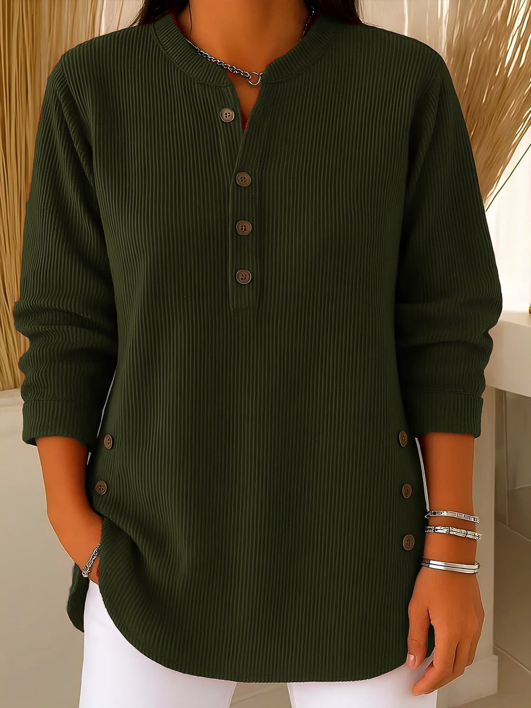 Women’s Ribbed Button Detail Tunic