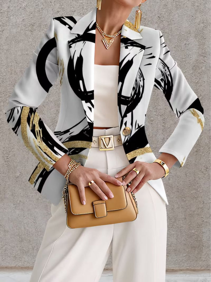 Women’s Abstract Brushstroke Print Blazer