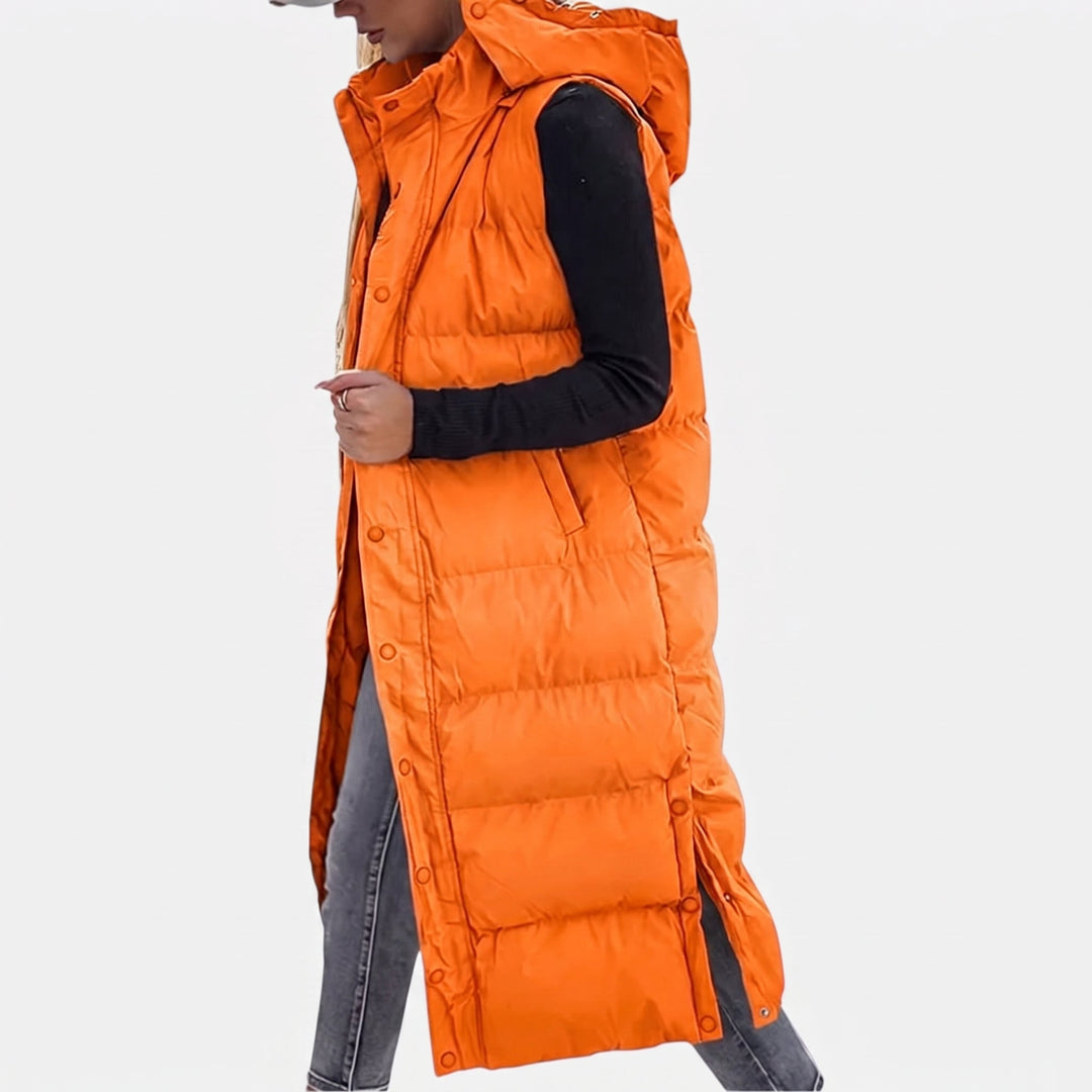Women’s Quilted Hooded Longline Puffer Vest