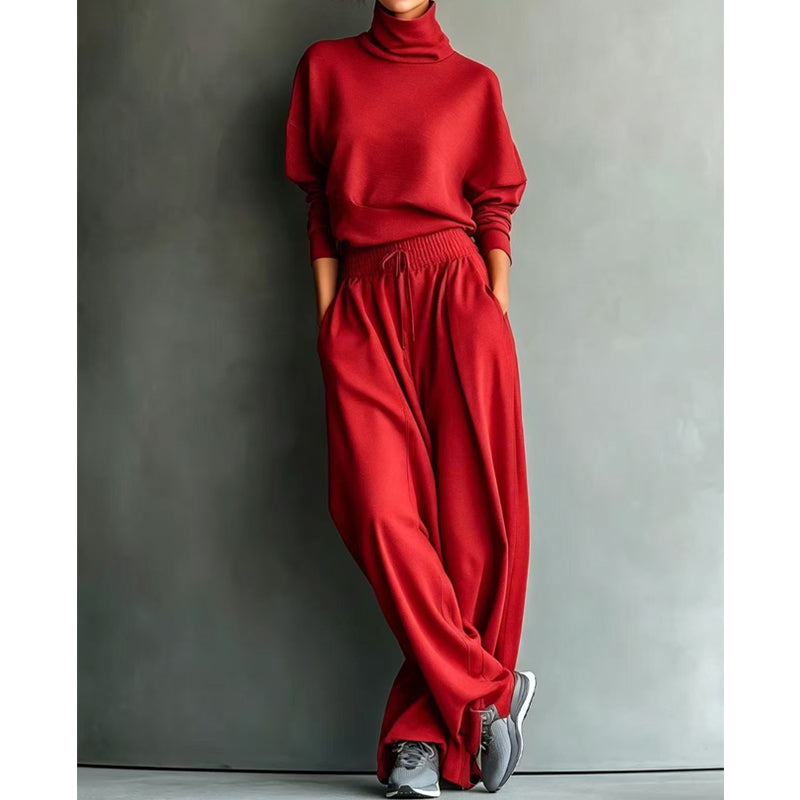 Women’s Turtleneck Wide-Leg Two-Piece Set
