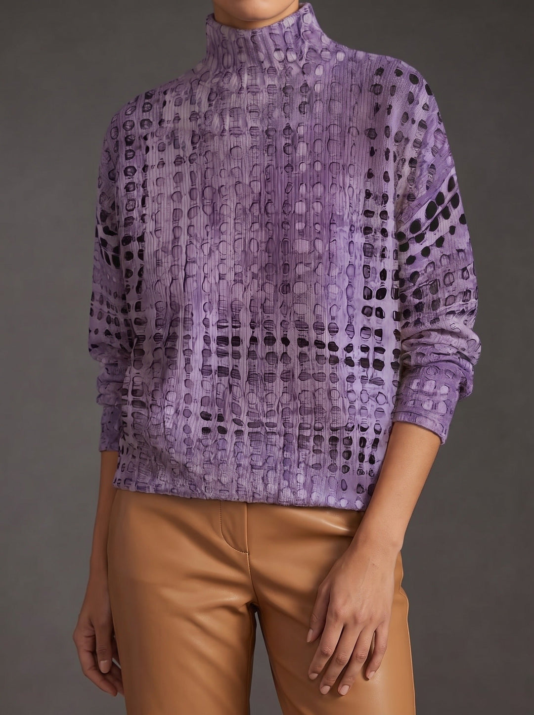 Women’s Soft Feel Lattice Knit Turtleneck Sweater